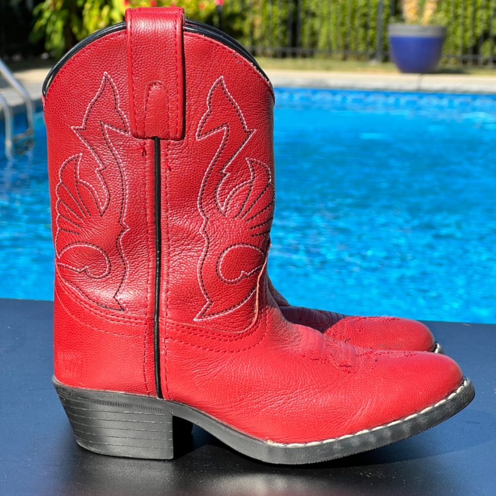 Masterson Boot Co. Kids Leather western Cowboy Boots Red Size 12 M Style RB2004C